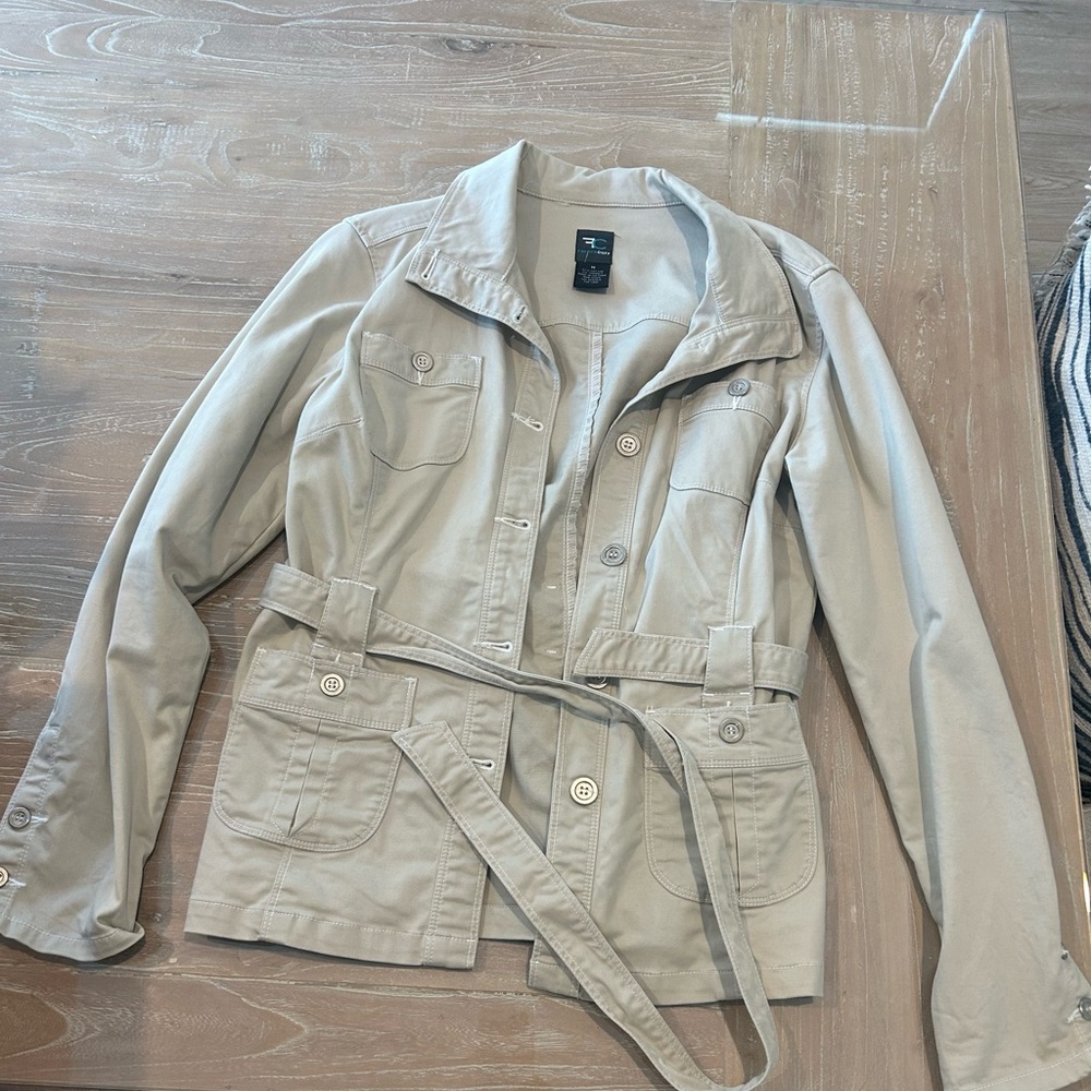 Khaki Shacket. Great layering piece.